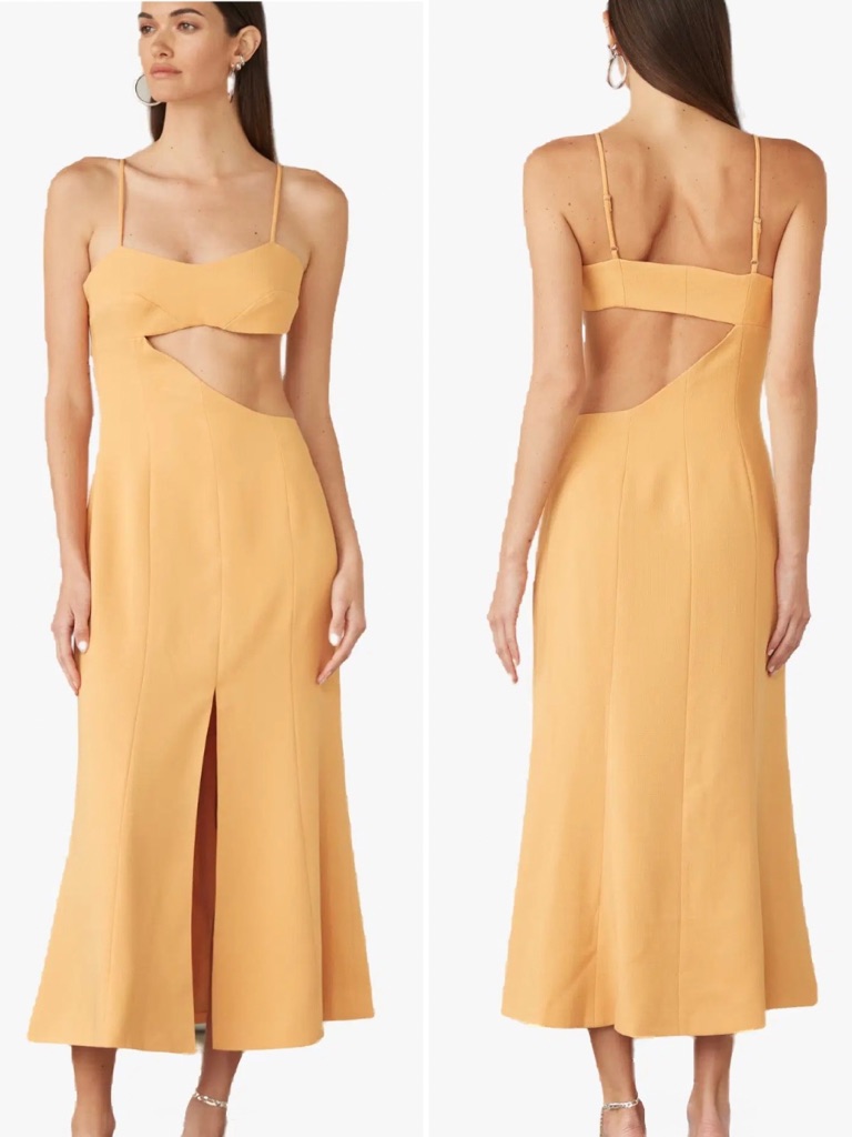 Atoir Laura Cutout Midi Dress In Mango Sz 4 New